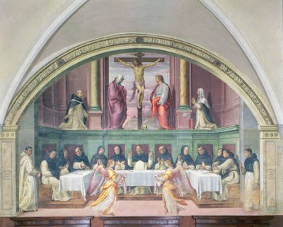 Pyhän Dominicin ehtoollinen, lunette tekijältä Giovanni Antonio Sogliani